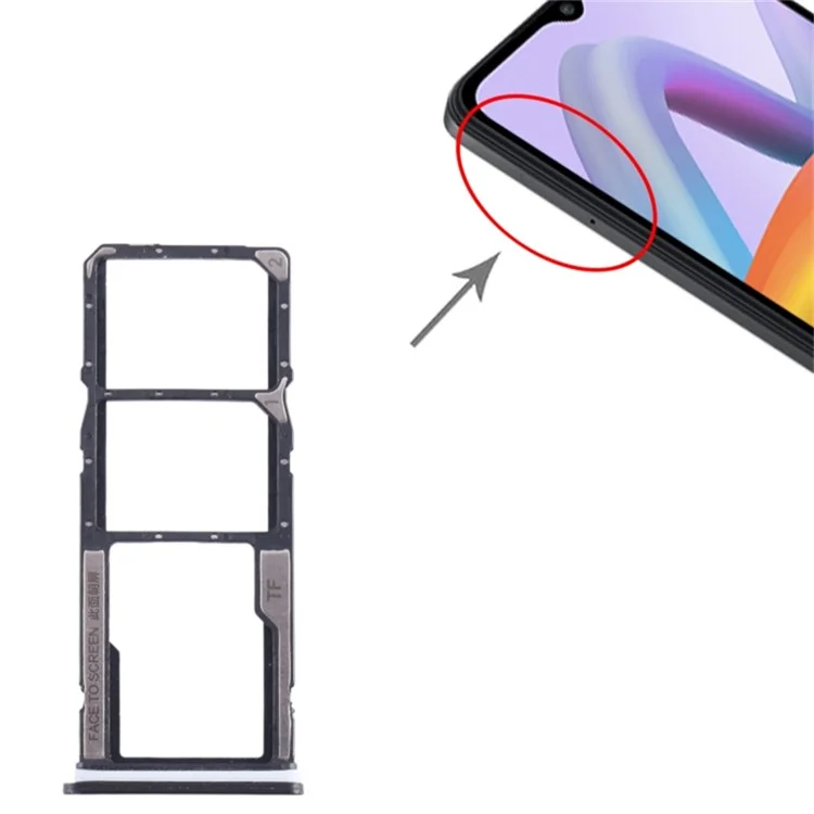 For Xiaomi Redmi A2 4G / Redmi A2+ 4G Dual SIM Card + TF Card Tray Holder Replacement Part (without Logo) - Black