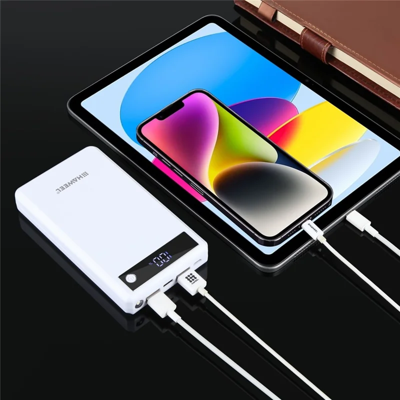HAWEEL HWL9900 6 Slots 18650 DIY Power Bank Case 22.5W Fast Charging Battery Box with Digital Display (No Battery) - Black