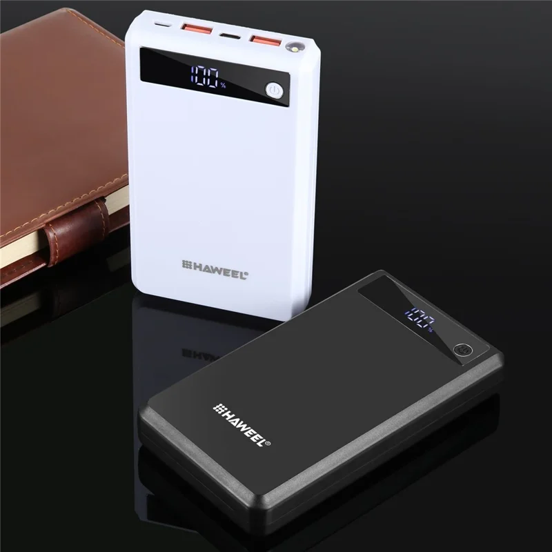 HAWEEL HWL9900 6 Slots 18650 DIY Power Bank Case 22.5W Fast Charging Battery Box with Digital Display (No Battery) - Black