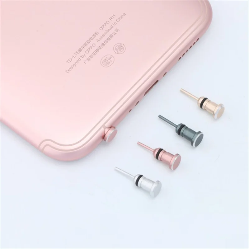 Alloy Dust-proof 3.5mm Earphone Jack Plug Stopper Phone SIM Card Eject Pin - Rose Gold