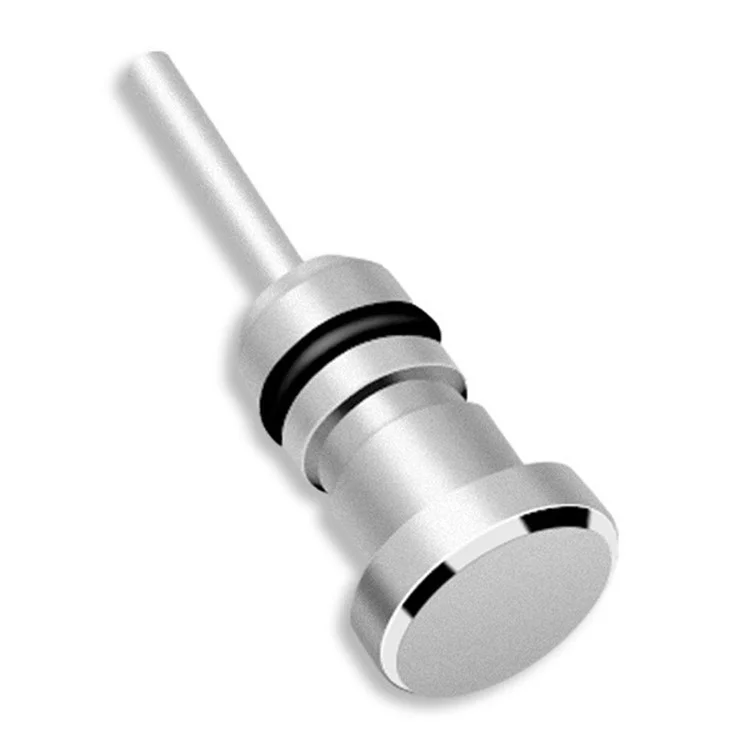Alloy Dust-proof 3.5mm Earphone Jack Plug Stopper Phone SIM Card Eject Pin - Silver