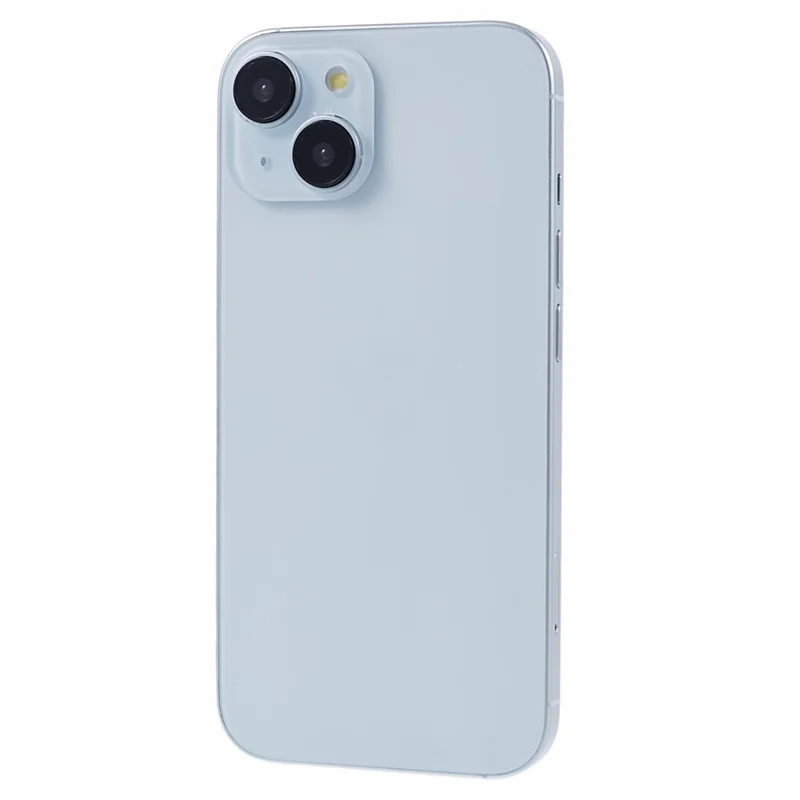 Attrappe eines iPhones 15, nicht funktionsfähiges Display-Modell, farbiger Bildschirm, Maßstab 1:1 (ohne Logo) – Blau