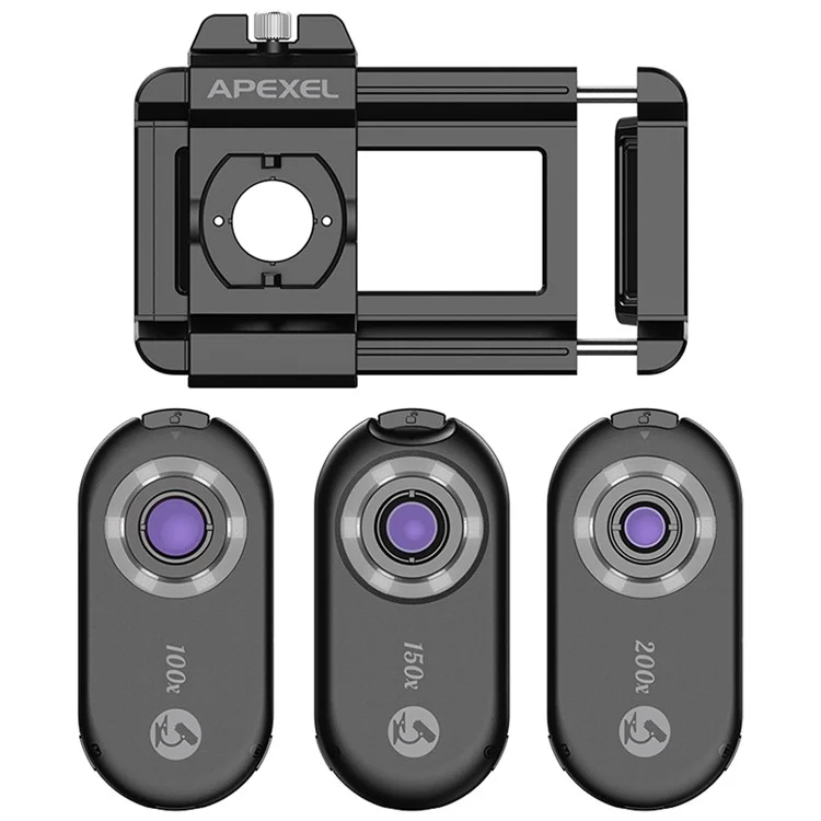 APEXEL APL-MS3IN1 Handyhalterungsclip 100x / 150x / 200x 3-in-1-Vergrößerungsmikroskop mit CPL-Filter