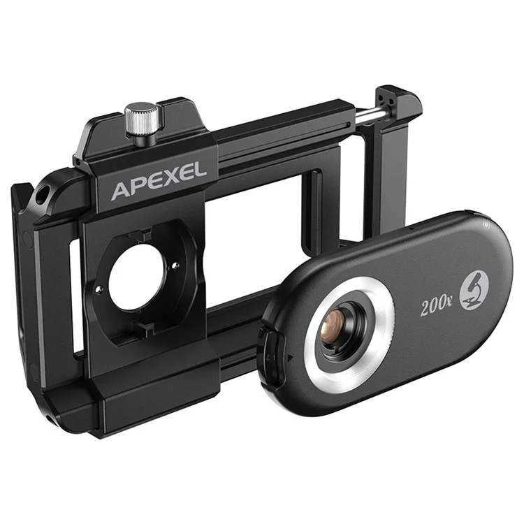 APEXEL APL-MS200 Mobile Phone Holder Clip 200x Magnification Microscope with CPL Filter
