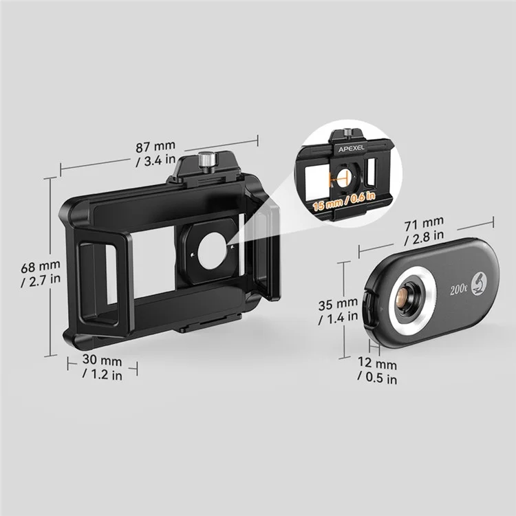 APEXEL APL-MS200 Mobile Phone Holder Clip 200x Magnification Microscope with CPL Filter