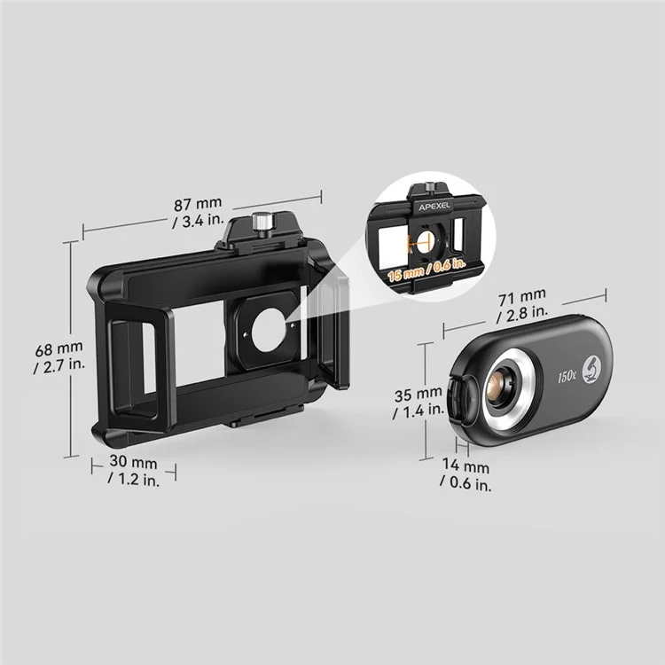 APEXEL APL-MS150 Supporto per telefono cellulare Clip 150x Ingrandimento Microscopio con filtro CPL