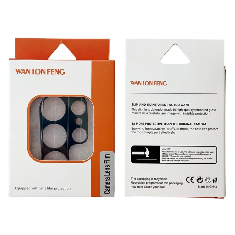 WANLONFENG LHJ Serie per iPhone 13 Pro Max / 13 Pro Protettore metallico a incisione per obiettivo fotocamera con panno per la pulizia - Nero