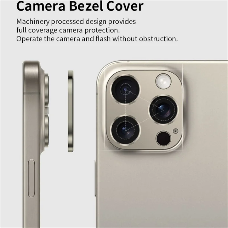 WANLONFENG LHJ Series For iPhone 15 Pro Max / 15 Pro Metal Camera Lens Protector Integrated Lens Film - Black