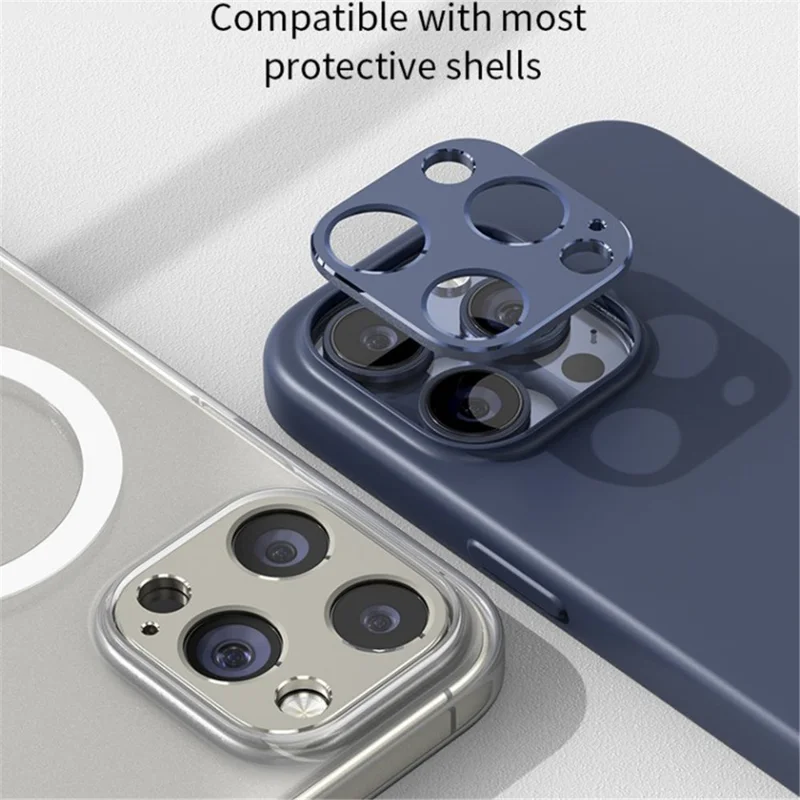 WANLONFENG LHJ Series For iPhone 15 Pro Max / 15 Pro Metal Camera Lens Protector Integrated Lens Film - Black