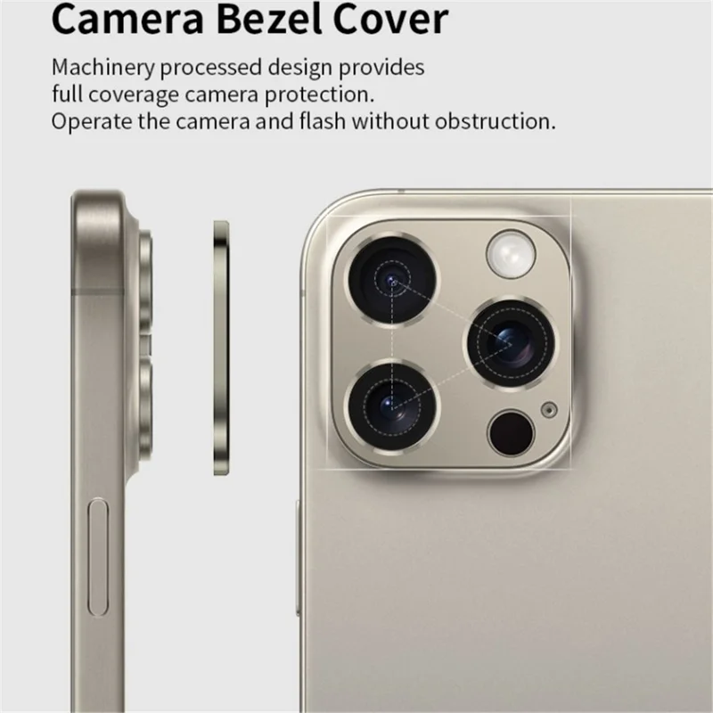 WANLONFENG LHJ Series For iPhone 16 Pro Max / 16 Pro Metal Camera Lens Protector Integrated Lens Film - Black