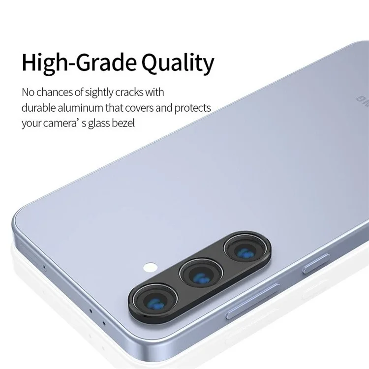 WANLONFENG Série LHJ pour Samsung Galaxy S24 FE Protecteur d'objectif de caméra métallique creux avec chiffon de nettoyage d'objectif