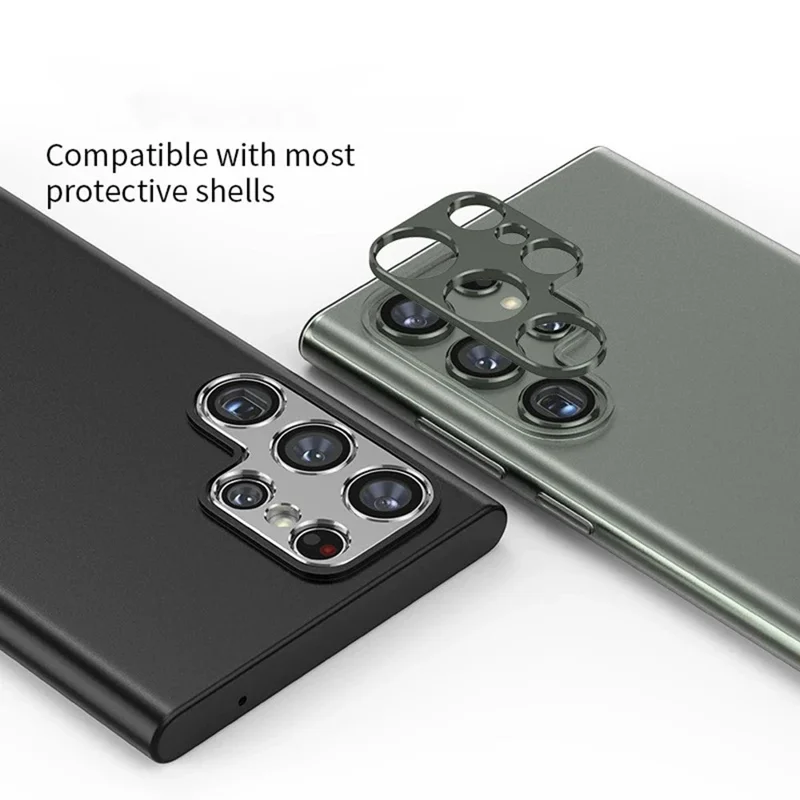 WANLONFENG LHJ Series For Samsung Galaxy S23 Ultra Metal Camera Lens Protector Integrated Lens Film - Black