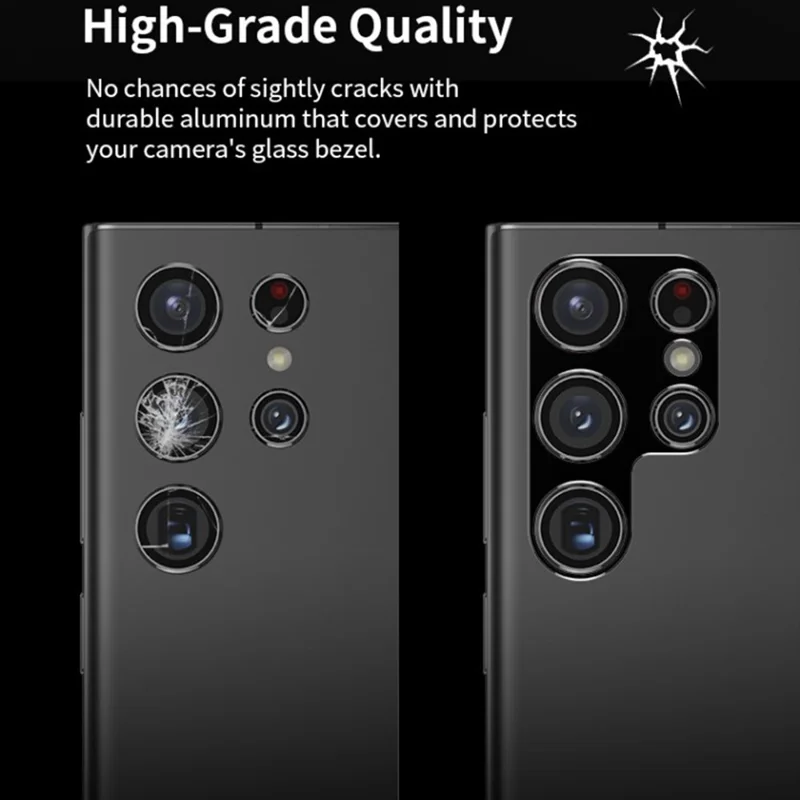 WANLONFENG LHJ Series For Samsung Galaxy S23 Ultra Metal Camera Lens Protector Integrated Lens Film - Black