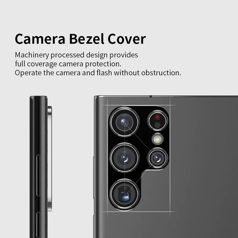 WANLONFENG LHJ Series For Samsung Galaxy S23 Ultra Metal Camera Lens Protector Integrated Lens Film - Black