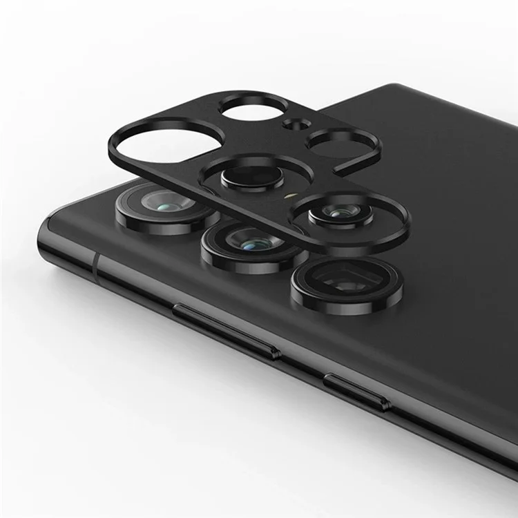 WANLONFENG LHJ Серия для Samsung Galaxy S24 Ultra Металлический полый протектор объектива камеры с салфеткой для чистки объектива - Черный