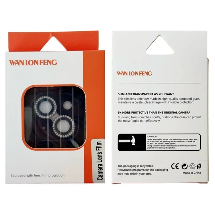 WANLONFENG For Samsung Galaxy S25 Ultra Camera Lens Protector with Metal Frame Rhinestone Decor - Black