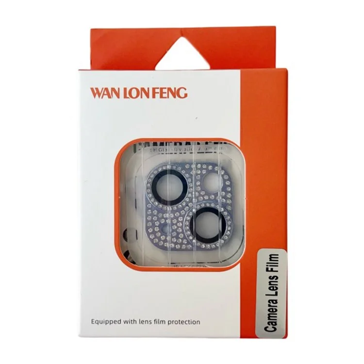 WANLONFENG Para iPhone 13 mini / 13 Protector de Lente de Cámara Cristal Templado con Marco Metálico y Decoración de Strass - Morado Oscuro