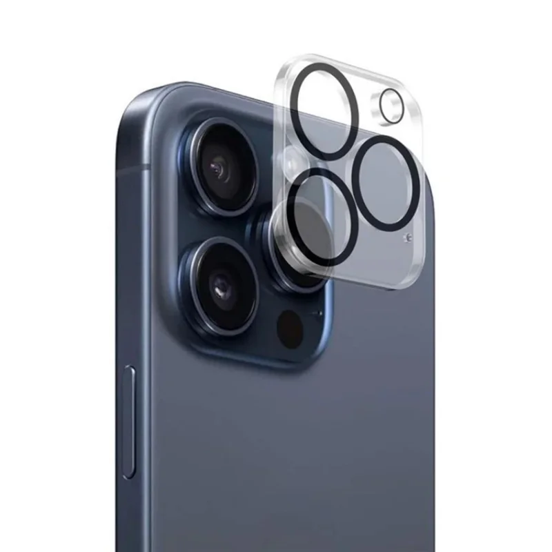 WANLONFENG Para iPhone 16 Pro Max / 16 Pro Protetor de Lente da Câmera Cobertura Total HD Transparente Película de Lente com Estampa de Seda e Pano de Limpeza