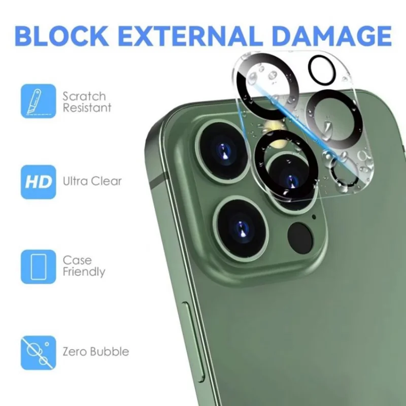 WANLONFENG Para iPhone 16 Pro Max / 16 Pro Protetor de Lente da Câmera Cobertura Total HD Transparente Película de Lente com Estampa de Seda e Pano de Limpeza