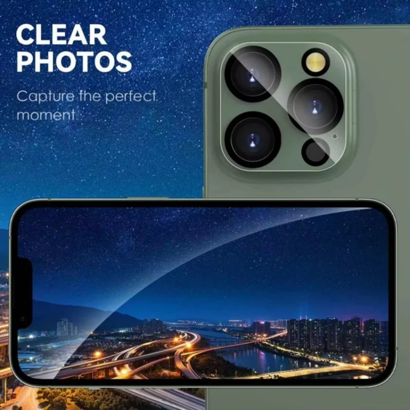 WANLONFENG Para iPhone 16 Pro Max / 16 Pro Protetor de Lente da Câmera Cobertura Total HD Transparente Película de Lente com Estampa de Seda e Pano de Limpeza