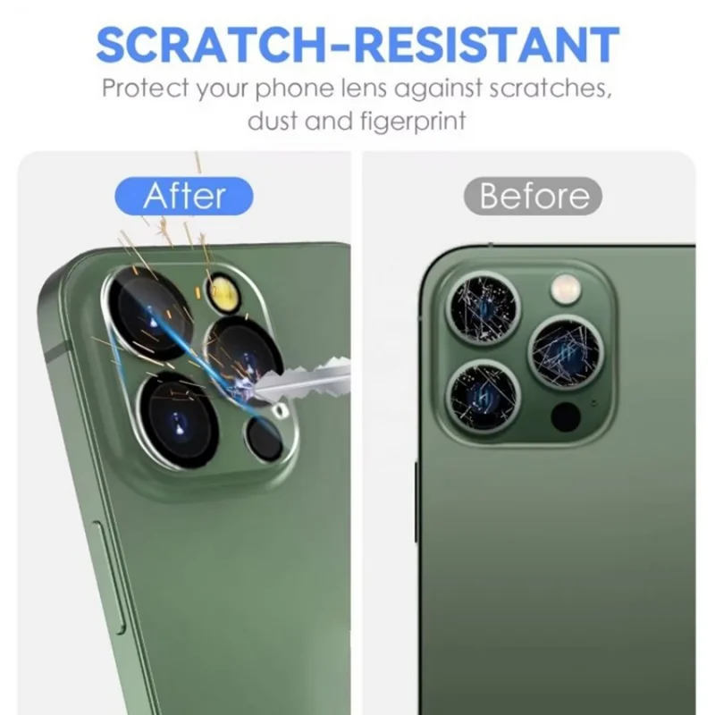 WANLONFENG Para iPhone 16 Pro Max / 16 Pro Protetor de Lente da Câmera Cobertura Total HD Transparente Película de Lente com Estampa de Seda e Pano de Limpeza