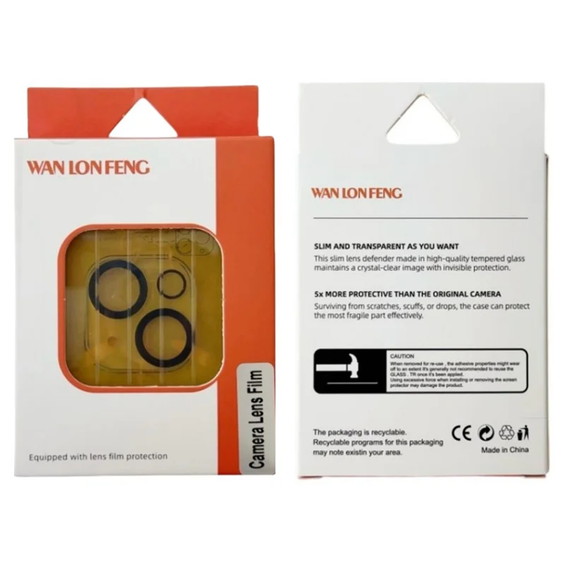 WANLONFENG Para iPhone 16 Pro Max / 16 Pro Protetor de Lente da Câmera Cobertura Total HD Transparente Película de Lente com Estampa de Seda e Pano de Limpeza