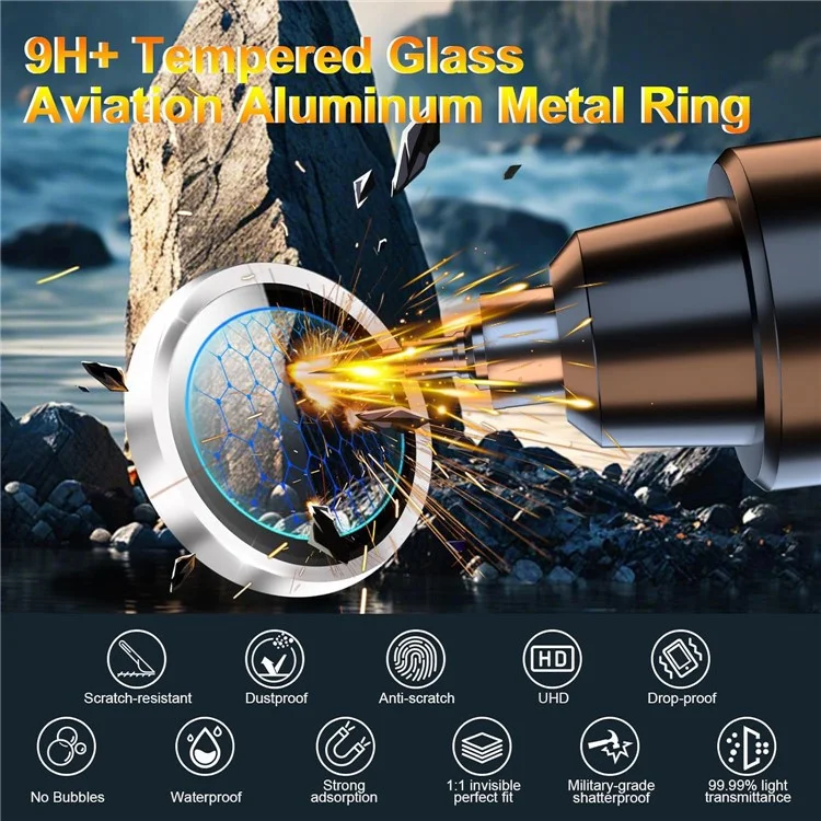 KALEBOL KLB-LPC002 Objektivschutz für iPhone 13 / 13 Mini - Kratzfestes, splitterfreies Panzerglas, ultradünn - Schwarz