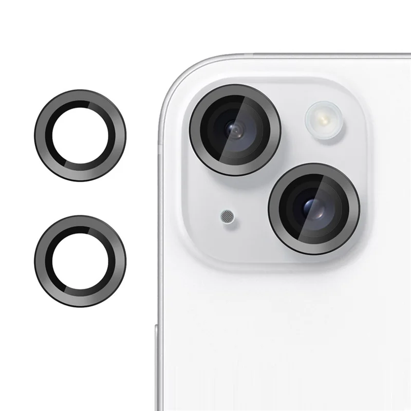 KALEBOL KLB-LPC002 For iPhone 15 / 15 Plus Phone Lens Protector Anti Scratch Ultra Thin Tempered Glass Film - Black