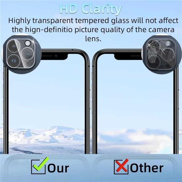 KALEBOL KLB-LPC001 Pour iPhone 16 Pro / 16 Pro Max Film de lentille de téléphone en une pièce Protecteur de lentille en verre trempé clair