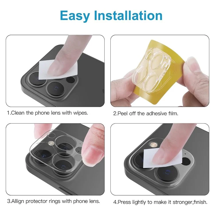 KALEBOL KLB-LPC001 Pour iPhone 16 Pro / 16 Pro Max Film de lentille de téléphone en une pièce Protecteur de lentille en verre trempé clair