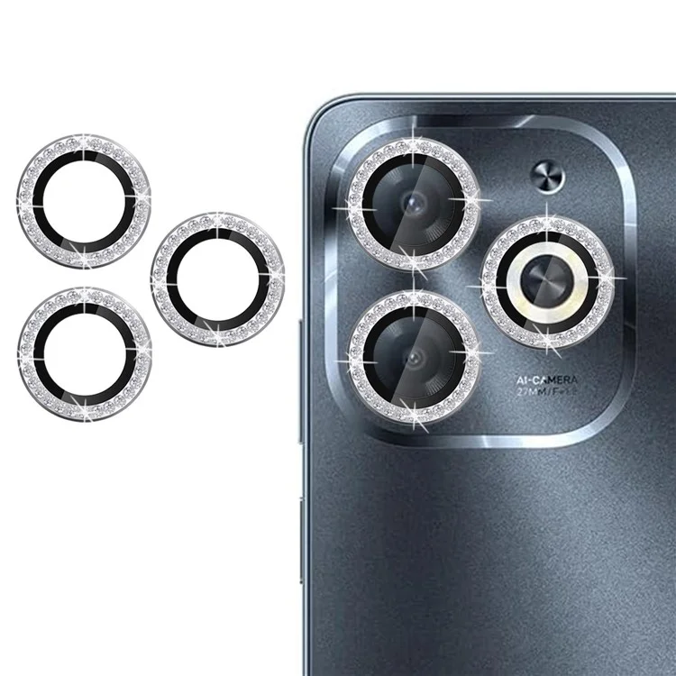 KALEBOL KLB-LPC003 Kamera-Objektiv-Schutz mit Diamantring-Design aus gehärtetem Glas für Infinix Smart 8 4G - Silber
