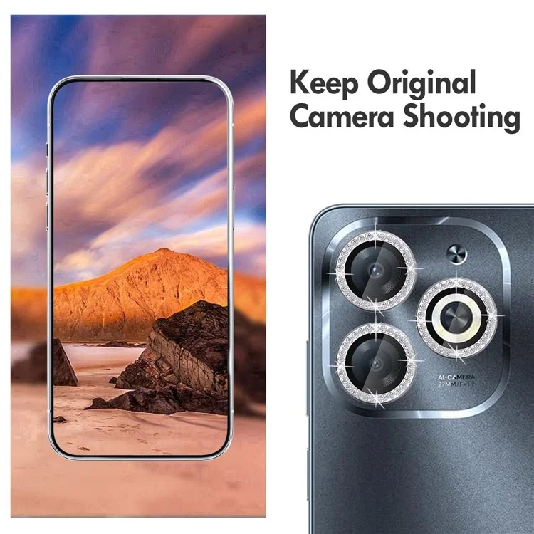 KALEBOL KLB-LPC003 Kamera-Objektiv-Schutz mit Diamantring-Design aus gehärtetem Glas für Infinix Smart 8 4G - Silber