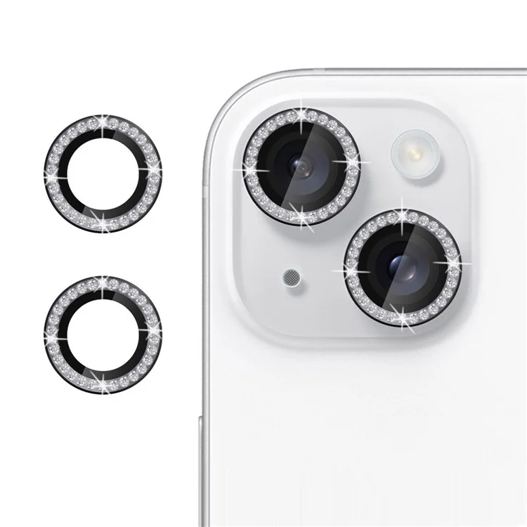 KALEBOL KLB-LPC003 Para iPhone 14 / 14 Plus Protetor de Lente de Câmera com Design de Anel de Diamante em Vidro Temperado - Preto