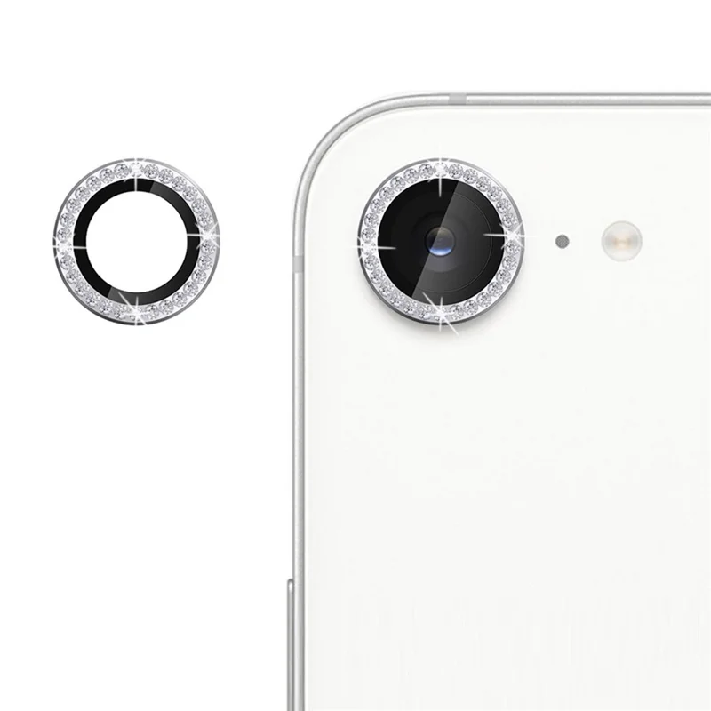 KALEBOL KLB-LPC003 For iPhone 16e Camera Lens Protector Diamond Ring Design Tempered Glass Lens Film - Silver