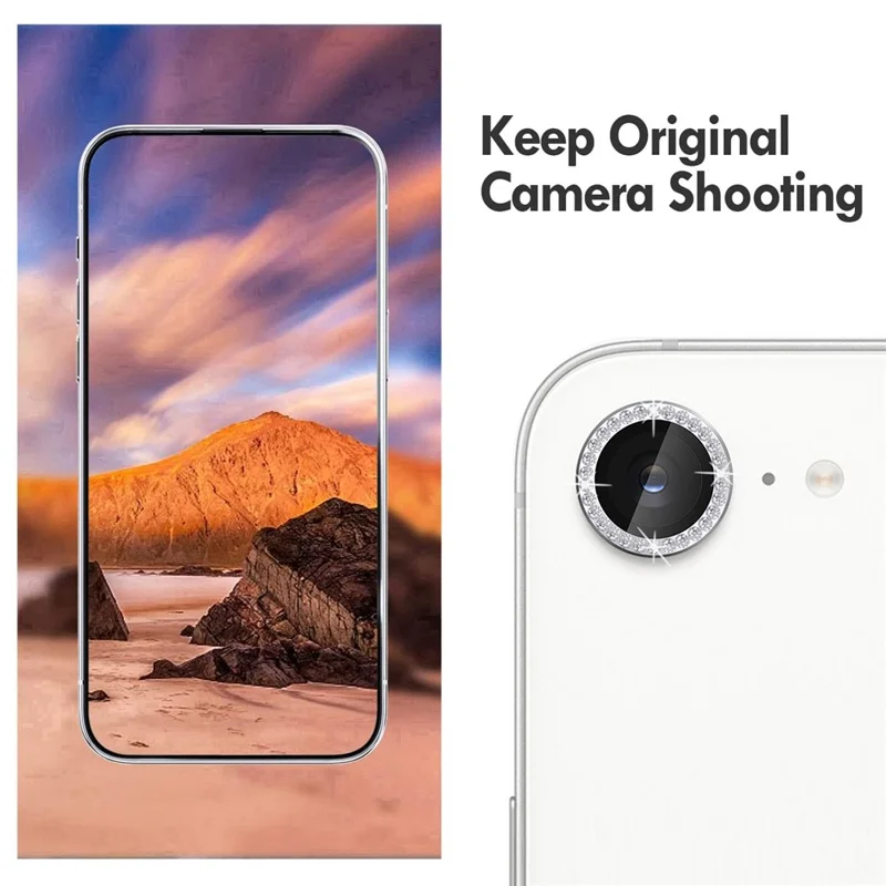 KALEBOL KLB-LPC003 For iPhone 16e Camera Lens Protector Diamond Ring Design Tempered Glass Lens Film - Silver