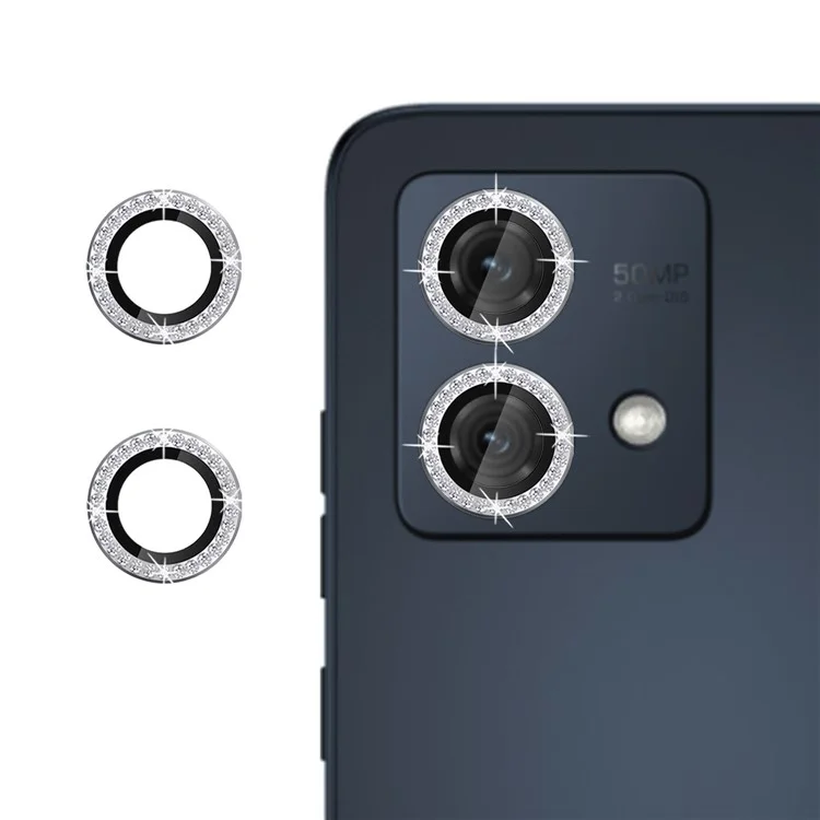 KALEBOL KLB-LPC003 Protecteur d'objectif de caméra pour Motorola Moto G84 5G Conception de bague en diamant en verre trempé - Argent