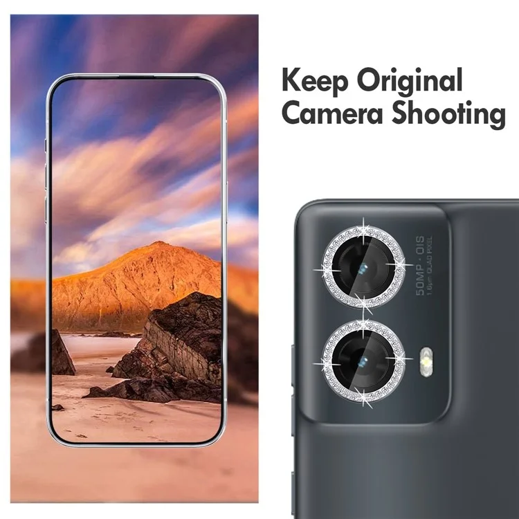 KALEBOL KLB-LPC003 Protector de Lente de Cámara con Diseño de Anillo de Diamante de Cristal Templado para Motorola Moto G85 5G - Plata