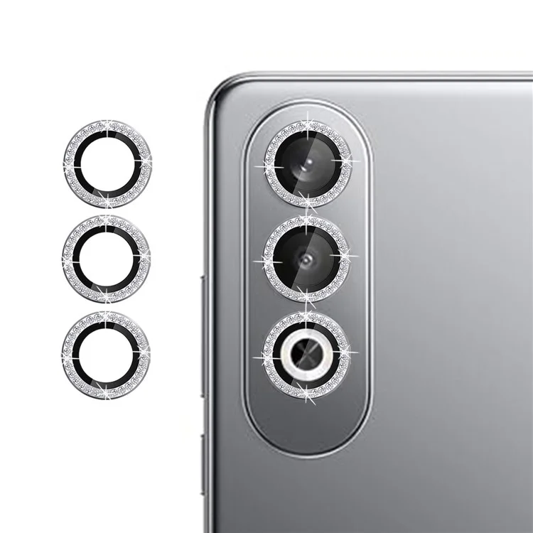 KALEBOL KLB-LPC003 Pour OnePlus Nord CE4 5G Protection d'objectif de caméra Bague Diamant Design Verre trempé Film de protection d'objectif - Argent
