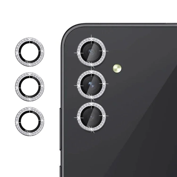 KALEBOL KLB-LPC003 Protector de Lente de Cámara de Diseño de Anillo de Diamante de Vidrio Templado para Samsung Galaxy A05s 4G - Plata