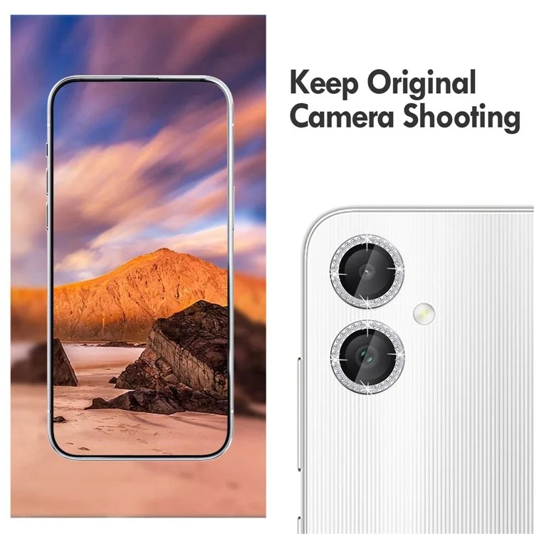 KALEBOL KLB-LPC003 Protetor de Lente de Câmera com Design de Anel de Diamante em Vidro Temperado para Samsung Galaxy A06 5G / 4G - Prata