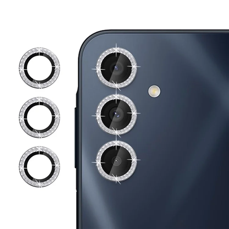 KALEBOL KLB-LPC003 Para Samsung Galaxy A16 5G / 4G Protetor de Lente de Câmera Anel de Diamante Design Película de Vidro Temperado - Prata