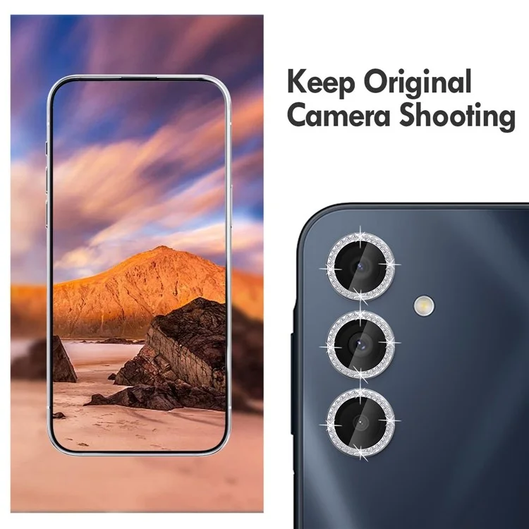 KALEBOL KLB-LPC003 Para Samsung Galaxy A16 5G / 4G Protetor de Lente de Câmera Anel de Diamante Design Película de Vidro Temperado - Prata