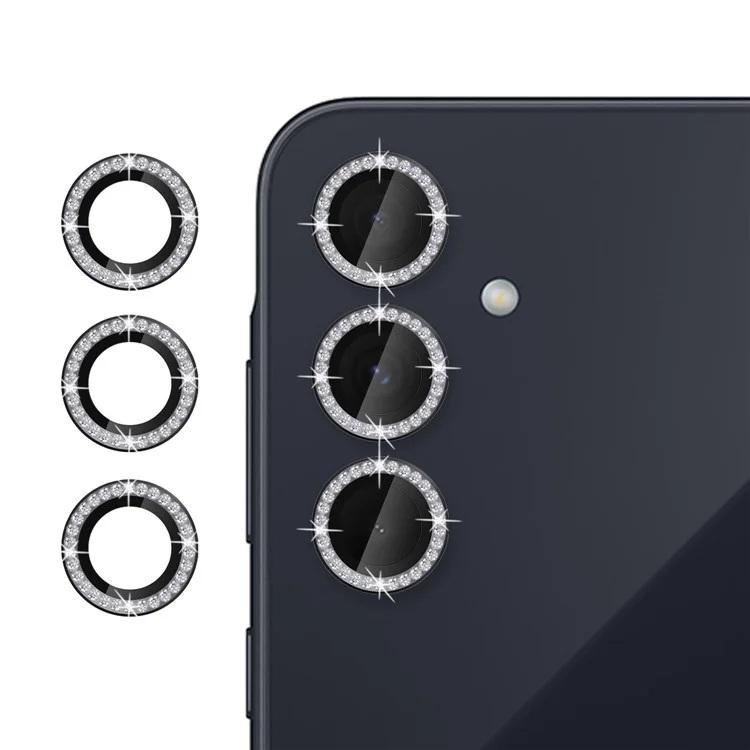 KALEBOL KLB-LPC003 Protector de Lente de Cámara de Diseño con Anillo de Diamante de Vidrio Templado para Samsung Galaxy A35 5G - Negro