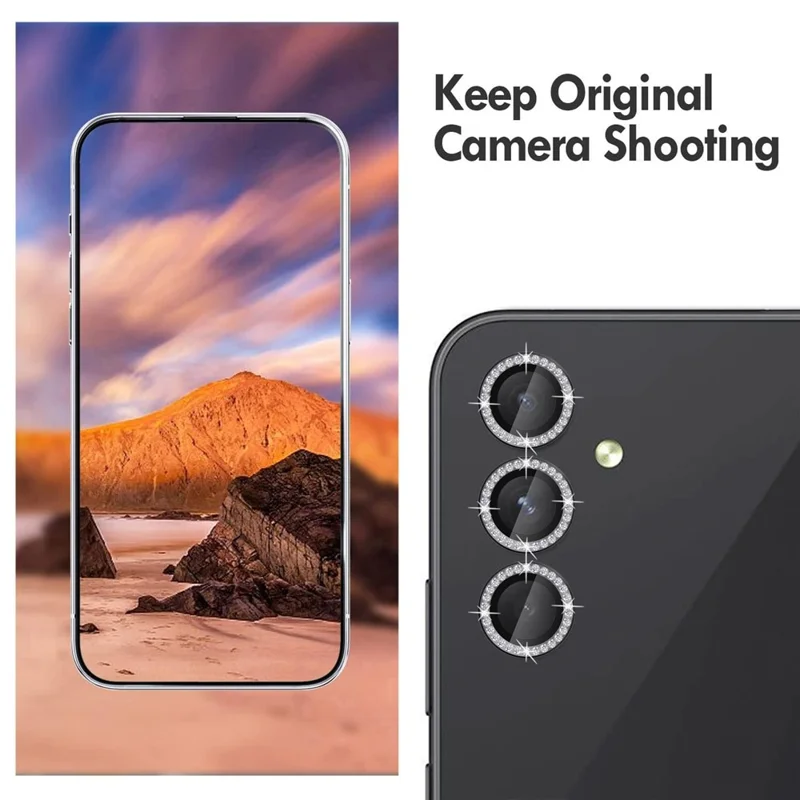 KALEBOL KLB-LPC003 For Samsung Galaxy A54 5G Camera Lens Protector Diamond Ring Design Tempered Glass Lens Film - Black