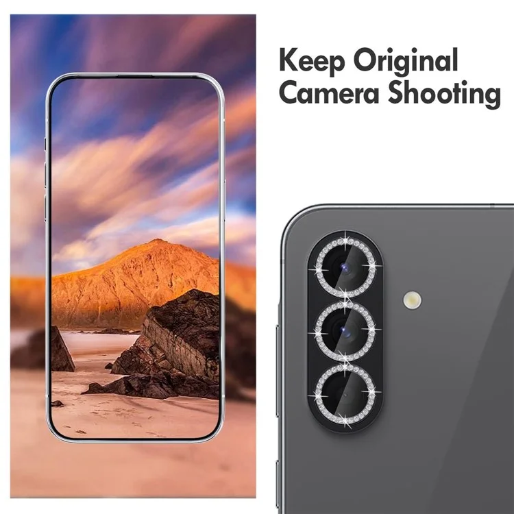 KALEBOL KLB-LPC003 Pour Samsung Galaxy A56 5G Protection d'objectif de caméra Bague en Diamant Design Verre Trempé Film de Protection - Noir