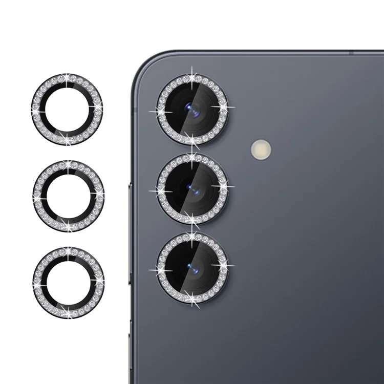 KALEBOL KLB-LPC003 Protetor de Lente de Câmera com Design de Anel de Diamante em Vidro Temperado para Samsung Galaxy S24+ - Preto