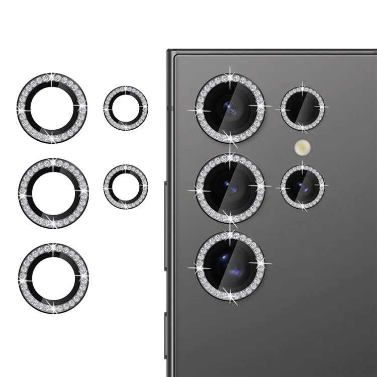 KALEBOL KLB-LPC003 Защитное стекло для объектива камеры Samsung Galaxy S24 Ultra с дизайном Diamond Ring - Черный
