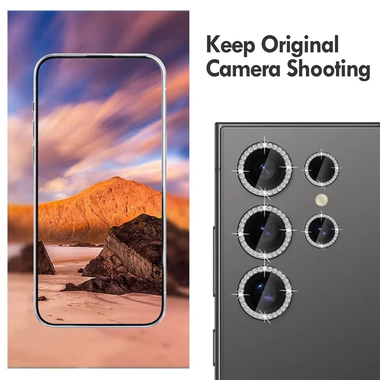 KALEBOL KLB-LPC003 Защитное стекло для объектива камеры Samsung Galaxy S24 Ultra с дизайном Diamond Ring - Черный