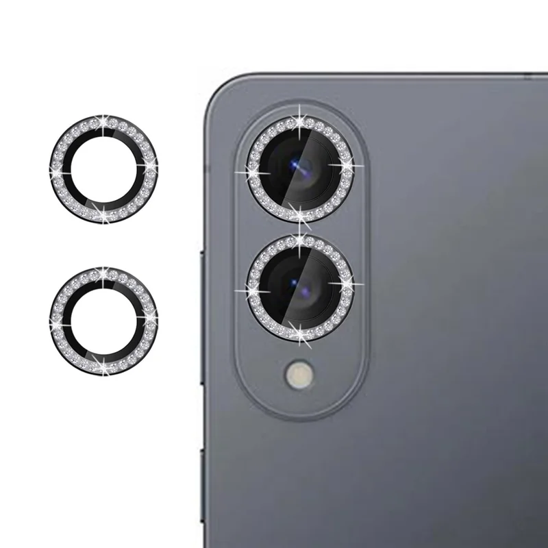 KALEBOL KLB-LPC003 For Samsung Galaxy S25 Edge Camera Lens Protector Diamond Ring Design Tempered Glass Lens Film - Black