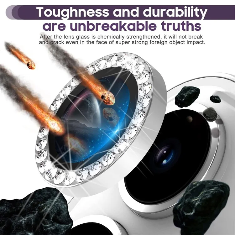 KALEBOL KLB-LPC003 For TECNO Camon 40 Pro 4G Camera Lens Protector Diamond Ring Design Tempered Glass Lens Film - Black